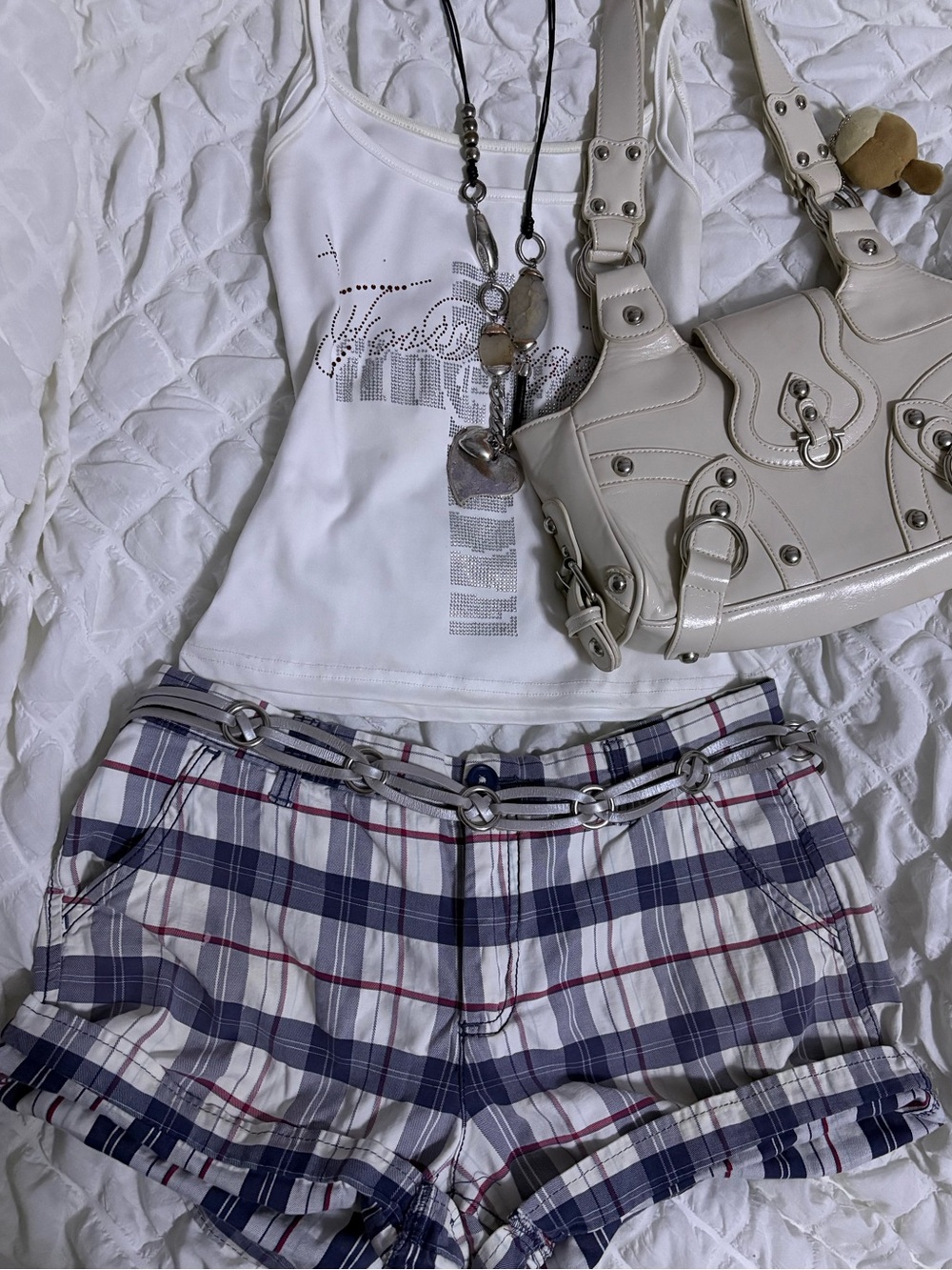 y2k mid rise plaid shorts